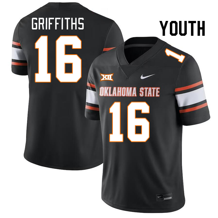 Youth #16 Tre Griffiths Oklahoma State Cowboys College Football Jerseys Stitched-Black